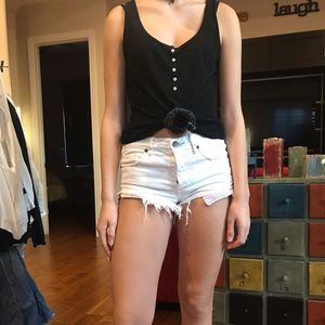 Free People White Jean Shorts